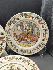 Тарелки декоративные винтажные, серия &quot;Сбор винограда&quot; - &quot;Сбор&quot;, &quot;Проба&quot; и &quot;Отжим&quot;, 3 шт., керамика, 20 см, Германия, 1970-80гг.