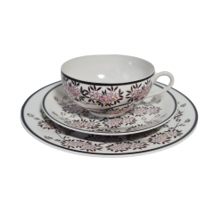 Чайное трио винтажное с традиционным японским декором &quot;Сакура&quot;, фарфор, Япония, 1970-80гг.