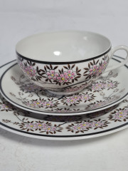 Чайное трио винтажное с традиционным японским декором &quot;Сакура&quot;, фарфор, Япония, 1970-80гг.