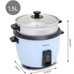 TurboTronic by Z-Line TurboTronic by Z-Line Reiskocher 1,5 Liter mit Dampfgareinsatz aus Edelstahl PLASTIKFREI, 500 W, Dampfgareinsatz aus Edelstahl PLASTIKFREI Dampfgarer Reistopf Retro blau Рисоварка TurboTronic by Z-Line 1,5 литра с пароваркой из нержа