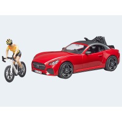 Bruder Roadster mit Rennrad und Radfahrerin Родстер с гоночным велосипедом и велосипедистом