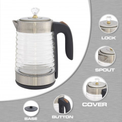 PRANITE PRANITE Wasserkocher 2L Wasserkocher 2200W Hochleistungs-Wasserkocher, Glas Wasserkocher, 2 l, 2200,00 W, mit automatischer Abschaltung und Trockengehschutz Elektrischer  Чайник PRANITE Чайник на 2 л, 2200 Вт Высокопроизводительный чайник, стеклян