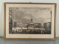 Картина винтажная L.Fussel , A.Cruse &quot;Брюссель&quot;, графика, паспарту, в раме, 38 х 27 см, Германия, 1980-90гг.