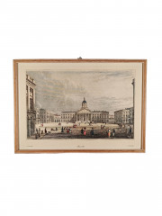 Картина винтажная L.Fussel , A.Cruse &quot;Брюссель&quot;, графика, паспарту, в раме, 38 х 27 см, Германия, 1980-90гг.