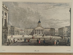 Картина винтажная L.Fussel , A.Cruse &quot;Брюссель&quot;, графика, паспарту, в раме, 38 х 27 см, Германия, 1980-90гг.