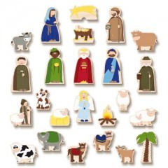 yoamo Spielkrippe Spielkoffer fur Kinder mit Holzfiguren mit Weihnachts-Geschichte Детский вертеп с деревянными фигурками и рождественской сказкой