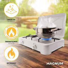 Magnum Wave Magnum Wave Gaskocher 2-flammig inkl. Gasschlauch Robuster Campingkocher, Camping Gasgrill fur Indoor und Outdoor Tischgrill  Газовая плита Magnum Wave 2 пламени, включая газовый шланг Прочная походная печь, походный газовый гриль для настольн