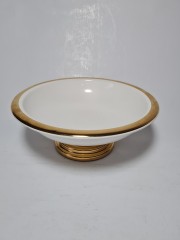 Конфетница винтажная Waechtersbach, белая с позолоченным ободком, 19 см, Германия, 1950-60гг.