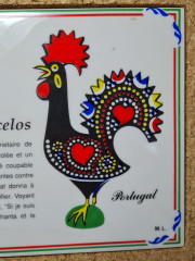 Панно винтажное Gallo Portugal, керамика в деревянной рамке &quot;Символ Португалии&quot;, 25 x 20 x 2 см, Португалия, 1960-70гг.