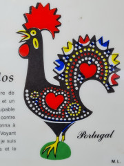 Панно винтажное Gallo Portugal, керамика в деревянной рамке &quot;Символ Португалии&quot;, 25 x 20 x 2 см, Португалия, 1960-70гг.