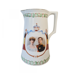 Кувшин винтажный Imprele&amp;Royal с портретом бельгийской королевской четы, керамика, 27 x 20 см, Германия, 1960-70гг.