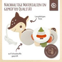 bieco Nachziehspielzeug Holz Reh Kinder Nachziehtier Wald Holzspielzeug ab 1J Ziehtier Nachziehspielzeug Мягкая игрушка &amp;quot;деревянный олень&amp;quot; Детская игрушка &amp;quot;Мягкий лес&amp;quot; Деревянные игрушки от 1 года Мягкая игрушка