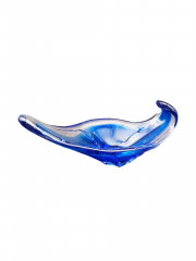 Фруктовница винтажная большая Murano, синее стекло, 28 х 11 см, Италия, 1970-80гг.