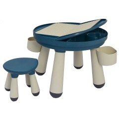 LittleTom Spieltisch rund inkl 1 Stuhl Blau Игровой стол круглый