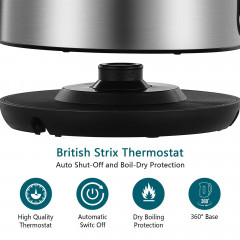 OKA OKA Wasserkocher Edelstahl-Wasserkocher 2200W fur schnelles Aufkochen, 2200,00 W, 1,7L Fassung,Sichtfenster,automatisch abschaltend,inkl.Kalkfilter  Чайник OKA Чайник из нержавеющей стали 2200 Вт для быстрого закипания, 2200,00 Вт, объем 1,7 л, смотро