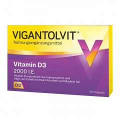 Vigantolvit 2stk x 60kap Вигантолвит Германия Витамин D3 2000 I.E., 2 упаковки x 60 капсул (120 капсул)