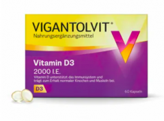 Vigantolvit 2stk x 60kap Вигантолвит Германия Витамин D3 2000 I.E., 2 упаковки x 60 капсул (120 капсул)