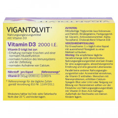 Vigantolvit 2stk x 60kap Вигантолвит Германия Витамин D3 2000 I.E., 2 упаковки x 60 капсул (120 капсул)