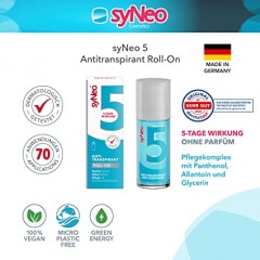 syNeo  Deo Roll-On Antitranspirant ohne Parfum, Шариковый Дезодорант антиперспирант с защитой от пота до 5 дней, 5 штук х 50 мл