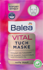 Balea Vital Tuchmaske Балеа Маска для лица с Гиалуроном, Аргановым маслом против морщин, 1 шт.