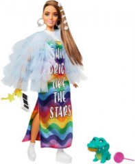 Mattel Barbie Extra Puppe mit Regenbogen-Kleid Кукла Barbie Extra в радужном платье