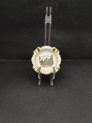 Пепельница винтажная Gerold Bavaria &quot;Замок Людвигсбург&quot;, с позолотой, фарфор, 7.5 см, Германия, 1970-80гг.