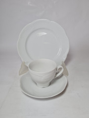 Кофейное трио винтажное Schumann, белый фарфор с фактурным узором, Германия, 1960-70гг.