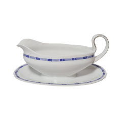 Соусник винтажный J&amp;C Trianom Bavaria, белый фарфор с синим узором, 22,5 x 13,5 x 10 см, Германия, 1960-70гг.