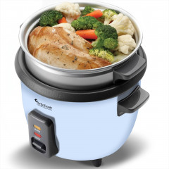 TurboTronic by Z-Line TurboTronic by Z-Line Reiskocher 1 Liter mit Dampfgareinsatz aus Edelstahl PLASTIKFREI, 400 W, mini Design Dampfgarer kleiner Reistopf Milchreis Cooker blau Рисоварка TurboTronic от Z-Line 1 литр с пароваркой из нержавеющей стали БЕЗ