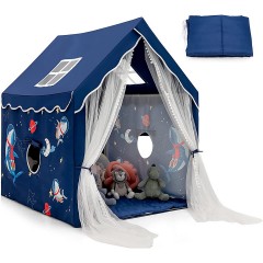 COSTWAY® Spielzelt Spielhaus mit Vorhang  Matte fur 2-4 Kinder Игровая палатка с ковриком для штор для 2-4 детей.