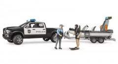 Bruder 02507 RAM 2500 Polizei Pickup mit Licht und Sound Anhanger Boot und 2 Figuren 02507 Полицейский пикап RAM 2500 со световым и звуковым прицепом