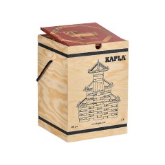 KAPLA KAPLA Holzplattchen im Holzkasten mit Tragegriffen und rotem Kunstbuch Деревянные тарелки KAPLA в деревянном ящике с ручками для переноски и красная художественная книга