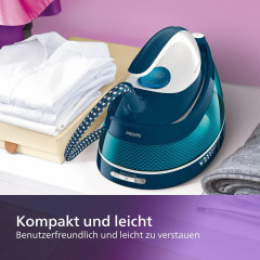Philips Philips Dampfbugelstation OptimalTemp, Bugelstation Dampf Bugelstationen mit Dampfstation, 1500,00 ml Wassertank, 1,5L Tank abnehmbar, Dampf, Dampfbugeleisen,Dampfbugelstation  Паровая гладильная станция Philips OptimalTemp, гладильная станция пар