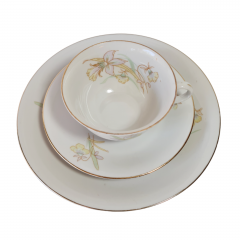 Чайное трио винтажное Creidlitz Bavaria с пастельным цветочным декором, фарфор, Германия, 1960-70гг.