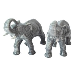 Sitzendorfer Две Фарфоровые статуэтки &quot;Слон&quot;, серая, 2 штуки 18см х 23см, Германия, 1970-80гг.