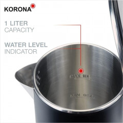 KORONA KORONA Wasserkocher 20119, Doppelwandig, 1 Liter, Wasserstandsanzeige, Cool Touch, beleuchtet  Чайник KORONA 20119, двустенный, 1 литр, индикатор уровня воды, прохладное прикосновение, подсветка