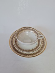 Чайное трио винтажное Weisswasser с коричневым орнаментом и позолотой, Германия, 1960-70гг.