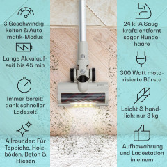 Klarstein Klarstein Akku-Hand-und Stielstaubsauger larma, 300 W, beutellos, Alles beisammen: praktische Wandaufhangung fur Sauger und Zubehor  Беспроводной ручной пылесос Klarstein Larma, 300 Вт, без мешка, все вместе: практичный настенный подвес для пыле