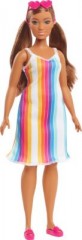 Mattel Barbie Loves Puppe im Regenbogen-Streifen Kleid Кукла Barbie Loves в платье в радужную полоску