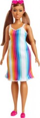 Mattel Barbie Loves Puppe im Regenbogen-Streifen Kleid Кукла Barbie Loves в платье в радужную полоску