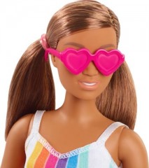 Mattel Barbie Loves Puppe im Regenbogen-Streifen Kleid Кукла Barbie Loves в платье в радужную полоску