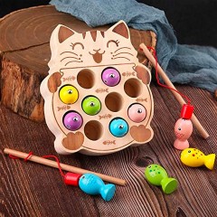 BeebeeRun Holz Angelspiel mit magnetischen  Fische Деревянная рыбалка с магнитной рыбой