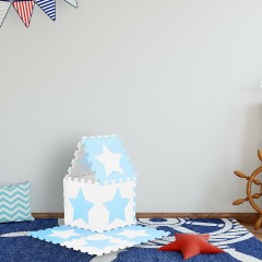 relaxdays 45 x Puzzlematte Sterne weiss-blau 45 x коврик-пазл звезды бело-голубой