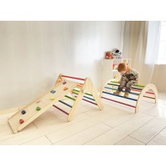 Woodwork for Kids 3-teiliges Piklerset Massivholz mit Kletterdreieck Набор из 3-х частей для пиклера из массива дерева с треугольником для лазанья