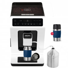 Krups Krups Kaffeevollautomat EA8911 Evidence, inkl. Milchbehalter, intuitiver OLED-Display, extra-grosser Wassertank + Emsa Travel Mug Compact (dunkelblau) 0,3 l  Полностью автоматическая кофемашина Krups EA8911 Evidence, включая контейнер для молока, ин