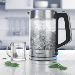 Arendo Arendo Wasserkocher, 1,7 l, 2200 W, Edelstahl  Glas, Cool-Touch-Griff, Uberhitzungs-  Trockengehschutz  Чайник Arendo, 1,7 л, 2200 Вт, стекло из нержавеющей стали, ручка Cool Touch, защита от перегрева и выкипания.