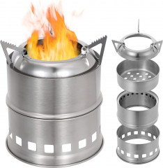 flowgoer flowgoer Gaskocher Campingkocher Holzofen Mini Holzvergaser Faltbar, Tragbar Kompakt Hobo Kocher fur Picknick BBQ Camping Wandern Reisen  Flowgoer Газовая плита Кемпинговая печь Дровяная печь Мини дровяной карбюратор Складная портативная компактн