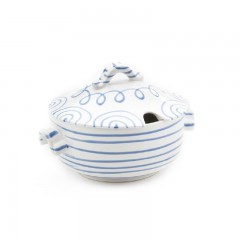 Gmundner Keramik Gmundner Keramik Blaugeflammt Suppentopf glatt 2 L / h: 18 cm Керамическая кастрюля Gmundner с синим пламенем, гладкая, 2 л / высота: 18 см