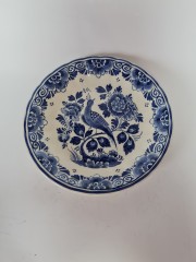 Delft Делфтский фарфор Винтажная тарелка &quot;Птица и цветы&quot; 20см, Голландия 1960г.