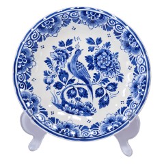 Delft Делфтский фарфор Винтажная тарелка &quot;Птица и цветы&quot; 20см, Голландия 1960г.